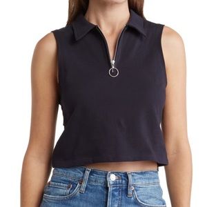Topshop Black Sleeveless Zip Polo Tank Top. US size 12.